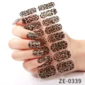 Leopard print nail stickers glitter nail wraps stylish manicure art strips for women 16tips - Leopard Glitter (ZE-0339) / Press-on Nails and Nail File