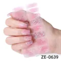 Adesivi per unghie floreali con glitter rosa, unghie finte adesive con sfumatura 3D per donna. - Stile ZE-0639 / Unghie finte e lima per unghie