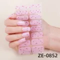 3D glitter pink nail wraps gradient french gel nail polish stickers for women 16 tips - ZE-0852