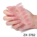 Adesivi per unghie semi-traspendenti sfumati rosa con glitter argentati per nail art - Punte Nude + Lima per Unghie (ZX-3782)
