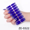 Blauwe zilveren glitter nagelwraps volledige dekking 16 stuks DIY nail art stickers. - ZE-0322 Blauw Paars Verloop (ZE-0322)