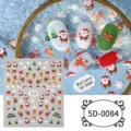 5D Christmas nail stickers embossed Santa Claus snowflakes nail art decals for DIY holiday - 5D-0084