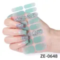 Adesivi per unghie fiocco di neve glitterato sfumato verde foglio manicure lucido adesivo 3D - Stile ZE-0648 / Unghie finte e lima per unghie