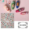 5D embossed Christmas nail art stickers featuring cute snowman and Santa Claus designs for DIY art. - 5D-0090