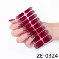 Bordeaux rode zilveren glitters nagelstickers full wrap 16 tips manicure nepnagels - ZE-0324 Wijnrood Verloop (ZE-0324)