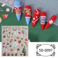 5D Christmas nail art stickers embossed winter snowflake snowman holiday manicure decals - 5D-0097