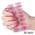Adesivi per unghie glitterati rosa sfumato con eleganti fiori bianchi gel wrap - Stile ZE-0651 / Unghie finte e lima per unghie