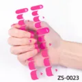French pink heart nail wrap strips double row full cover adhesive manicure stickers set - Pink French Heart Style (ZS-0023) / Press-on Nails and Nail File