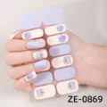 Gradient purple nail wraps cute cat 3D gold stamping manicure stickers 16 tips - ZE-0869