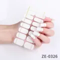 Witte nagelstickers met gouden glanslijn accent en volledige dekking nagel wraps - ZE-0326 Wit Goud Lijnen (ZE-0326)