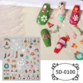 5D embossed Christmas nail stickers featuring cute snowmen, snowflakes and festive holiday art. - 5D-0100