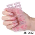Adesivi per unghie con fiori glitterati rosa strisce di smalto 3D per manicure. - Stile ZE-0652 / Unghie finte e lima per unghie