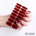 Bordeauxrode nagelstickers met gouden glitters strepen volledige dekking nagel - ZE-0329 Donkerrood Goud Lijnen (ZE-0329)