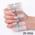 Hoja de pegatinas de uñas francesas con purpurina plateada rosa, manicura DIY fácil. - Estilo Francés Purpurina Plata Rosa(ZE-0556) / Uñas postizas y lima de uñas