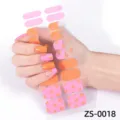 Tiras de esmalte de unas rosa naranja floral cobertura completa adhesivas para unas 20 pcs - Estilo Margarita Rosa y Naranja (ZS-0018) / Uñas postizas y lima de uñas