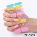 Set de pegatinas de uñas de margaritas, envolturas de uñas sólidas y transparentes. - Estilo Coincidente Sólido Floral Margarita(ZE-0559) / Uñas postizas y lima de uñas