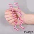 French nail wraps double row nail stickers translucent adhesive manicure decals 20 pieces set - Pink White Red Wave Style (ZS-0027) / Press-on Nails and Nail File