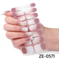 Pegatinas de uñas degradadas en rosa y blanco con diseño de líneas doradas para manicura. - Estilo Línea Estampado Oro Degradado Rosa Blanco(ZE-0571) / Uñas postizas y lima de uñas