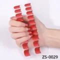 Red French nail wraps, double row 20 tips adhesive nail stickers for women manicure. - Red Glitter Gradient Style (ZS-0029) / Press-on Nails and Nail File