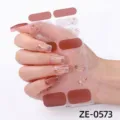 Pegatinas de uñas con purpurina floral estilo francés manicura autoadhesiva para mujeres. - Estilo Mariposa Floral Francés Purpurina Estampado Caliente(ZE-0573) / Uñas postizas y lima de uñas