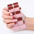 Pegatinas de uñas marrón rosa estrella lámina de oro estilo francés manicura para mujeres. - Estilo Estrella Rosa Francés Marrón Estampado Caliente(ZE-0574) / Uñas postizas y lima de uñas