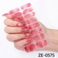 Pegatinas de uñas con brillo degradado rosa y lentejuelas doradas, manicura fácil arte de uñas ZE-0575 - Estilo Purpurina Oro Degradado Rosa(ZE-0575) / Uñas postizas y lima de uñas