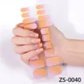 Gradient french nail wraps double row 20 tips gel nail stickers orange pink color - Gradient Orange Pink French Style (ZS-0040) / Press-on Nails and Nail File