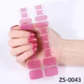 Pink glitter French nail wraps 20 tips double row adhesive nail art stickers for women - Pink Glitter Gradient Style (ZS-0043) / Press-on Nails and Nail File