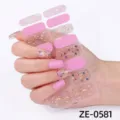 Envoltorios de pegatinas de uñas con purpurina y flores brillantes, tiras de manicura autoadhesivas fáciles. - Estilo Patrón Floral Pequeño Purpurina Estampado Caliente(ZE-0581) / Uñas postizas y lima de uñas