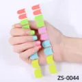 Neon french nail polish wraps double row adhesive nail stickers for gorgeous manicure art style - Multicolor Color-Block Style (ZS-0044) / Press-on Nails and Nail File