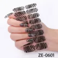 Pegatinas de Uñas Cebra Brillo Negro Plata Purpurina Láminas Adhesivas para Manicuras - Estilo Bling Purpurina Plata Estampado Cebra Negro Blanco(ZE-0601) / Uñas postizas y lima de uñas