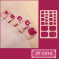 Detailed view of solid color glitter line toe nail wraps showing application and full sheet. - ZF-0233 Solid Color Glitter / Press-on Nails and Nail File