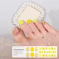 Gel toe nail stickers 3D glossy false toenails yellow plaid press on toenails art decor - BSJ-0001