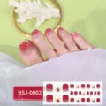 Gel toe nail stickers red gradient sparkly cute heart design semi cured pedicure strips - BSJ-0002