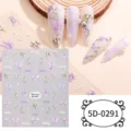 5D relief nail art stickers featuring elegant butterfly and tulip floral designs for DIY manicures. - 5D-0291 / 85*100mm Blank Sheet