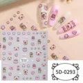 5D embossed nail stickers cute bear floral pink self-adhesive nail art decals for DIY design - 5D-0293 / 85*100mm Blank Sheet