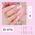 Pegatinas de unas rosa corazon San Valentin 16 pzas envolturas de arte para mujeres - Pegatina de Uñas Corazón Rosa Patrón de Ondas (ZE-0776) / Uñas postizas y lima de uñas