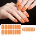 Strisce per unghie monocolore arancione 16 pz adesivi nail art impermeabili vista dettaglio - ZE-0115