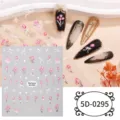 5D embossed tulip nail art stickers detail, elegant bow design for DIY manicure decor. - 5D-0295 / 85*100mm Blank Sheet