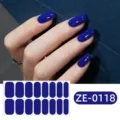 Set di adesivi per smalto per unghie blu solido per donne impermeabile nail art dettagli - ZE-0118