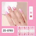 Pink gradient lip print nail wraps 16 tips full cover adhesive manicure stickers detail view. - Pink Gradient Lip Print Nail Sticker (ZE-0785) / Press-on Nails and Nail File