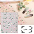 5D embossed lotus nail stickers summer fresh floral DIY decal manicure nail art accessories - 5D-0298 / 85*100mm Blank Sheet