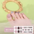 Gel toe nail wraps 3d semi-cured toe nail art stickers pink and tweed design for women - BSJ-0010
