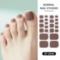 Glanzende effen bruine teennagel sticker wraps voor vrouwen, eenvoudig aan te brengen. - Bruine Serie (ZF-0346)