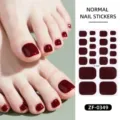 Donkerrode effen teennagel stickers wrap, schattige pedicure strips voor vrouwen en meisjes. - Wijnrood (ZF-0349)