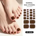Detail van effen bruine teennagelstickers, glanzende nagelkunst wrapfolie voor vrouwen - Donkerbruin Glanzend (ZF-0350)