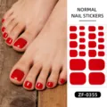 Solid red toe nail stickers waterproof adhesive toenail wraps press on foot art detail view - Pure Red (ZF-0355)