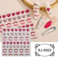 5D soft gel nail art stickers featuring laser embossed hearts, leopard print and wavy lines for DIY. - RJ-0003