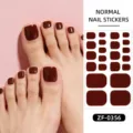 Solid color dark brown toe nail stickers gel polish wraps for women summer fashion pedicures. - Dark Brown (ZF-0356)