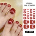 Red cat eye toe nail stickers gel wrap strip press on fake nails pedicure art decals - Red Cat Eye (ZF-0359)
